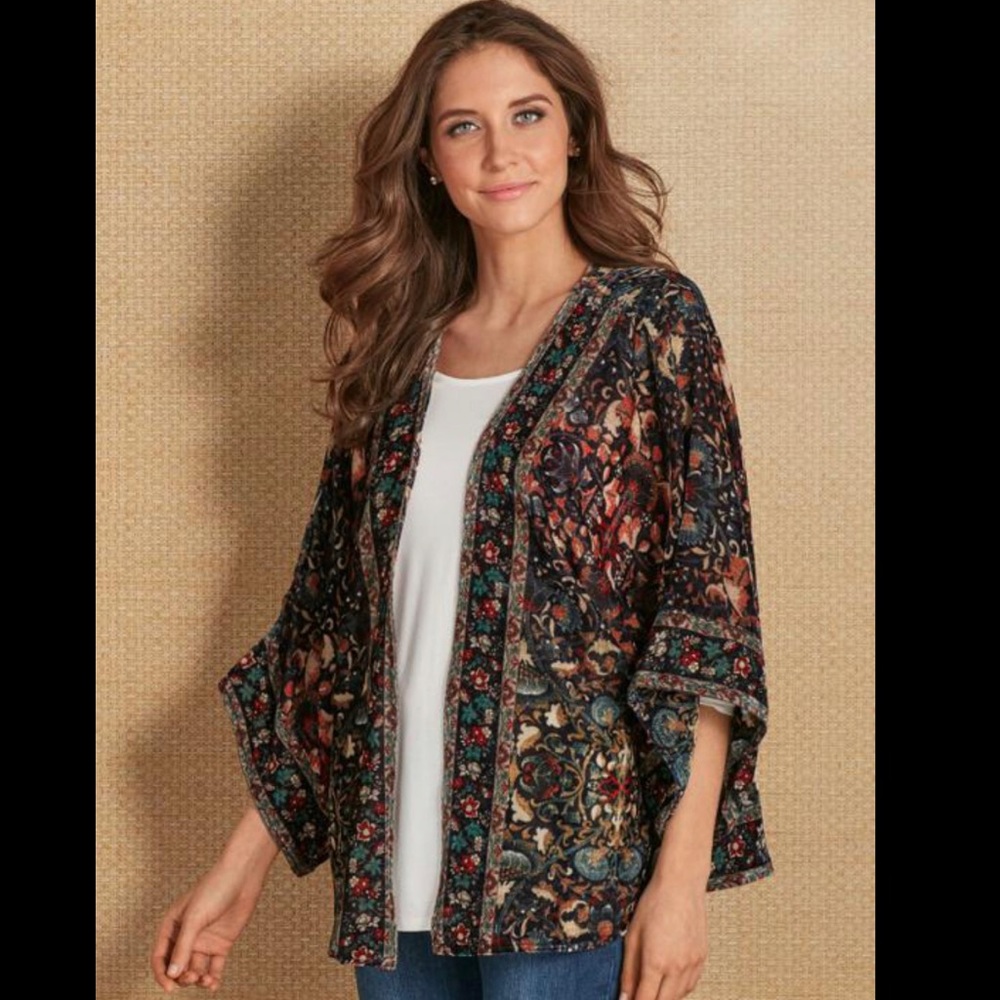 SOFT SURROUNDINGS Boheme Velvet Kimono Cardi